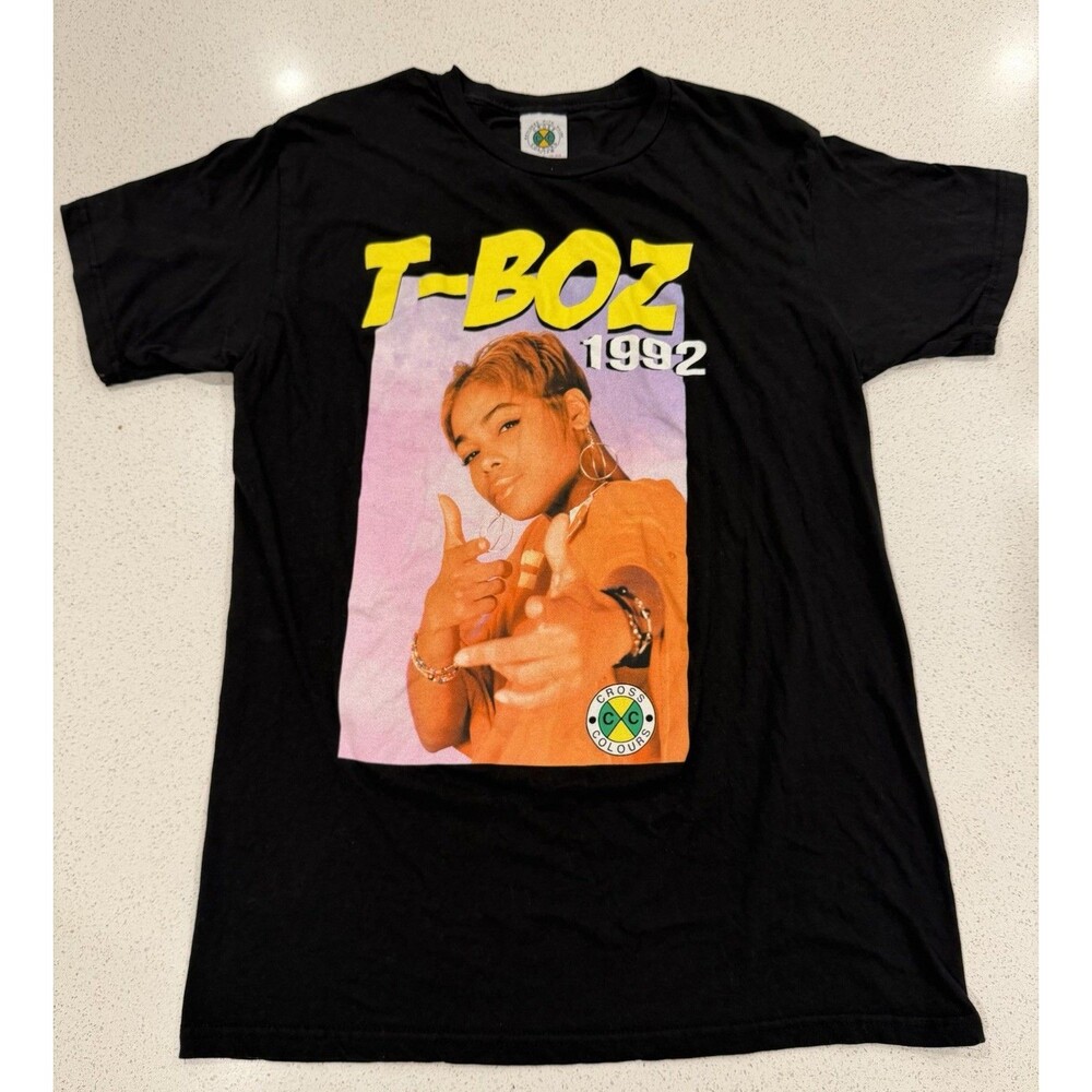 T-Boz Vintage Cross Colours T-Shirt 1992 Short Sleeve Black sz M 100% Cotton